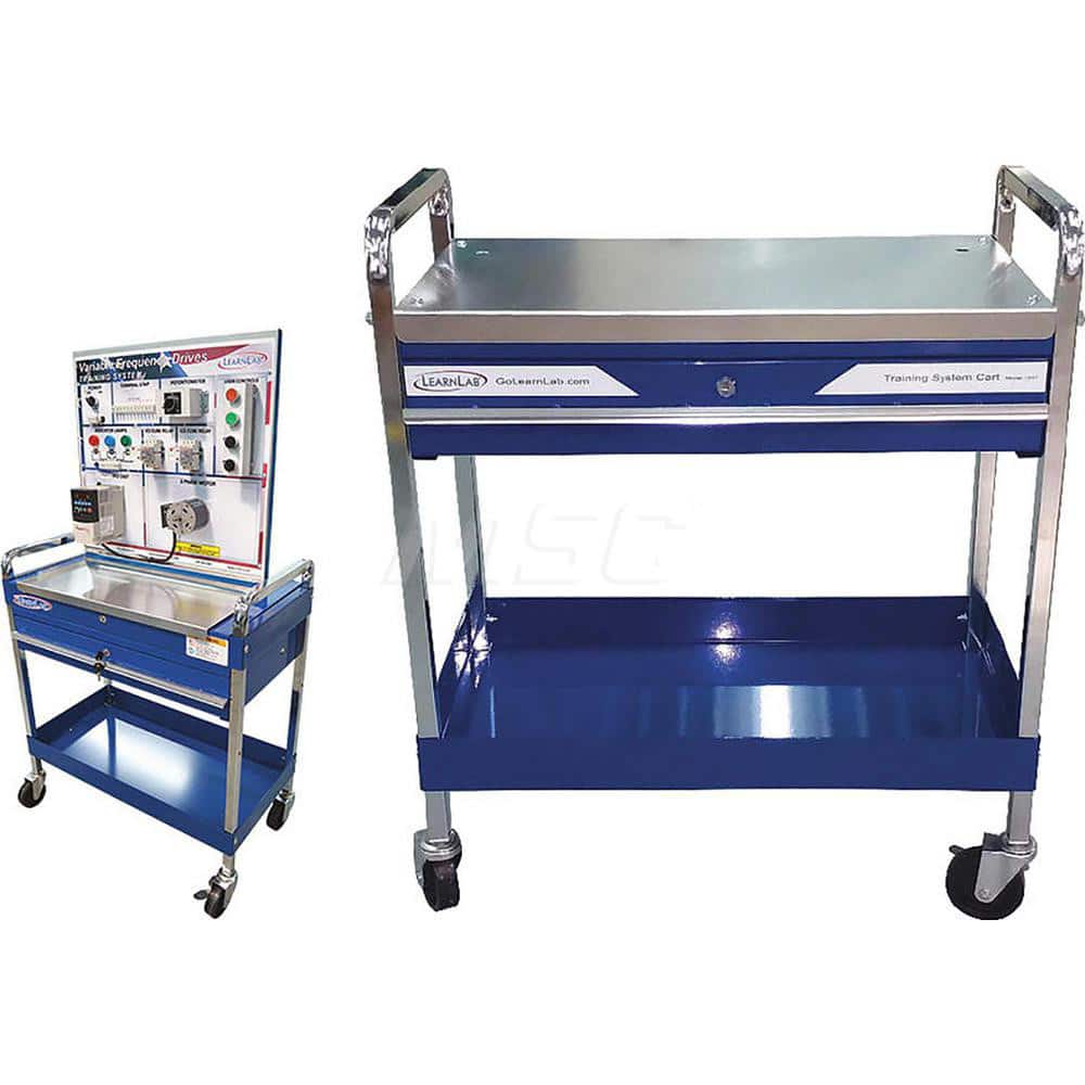 Utility Cart: Blue & Silver Swivel, Replaceable Wheels, Floor Lock Brake