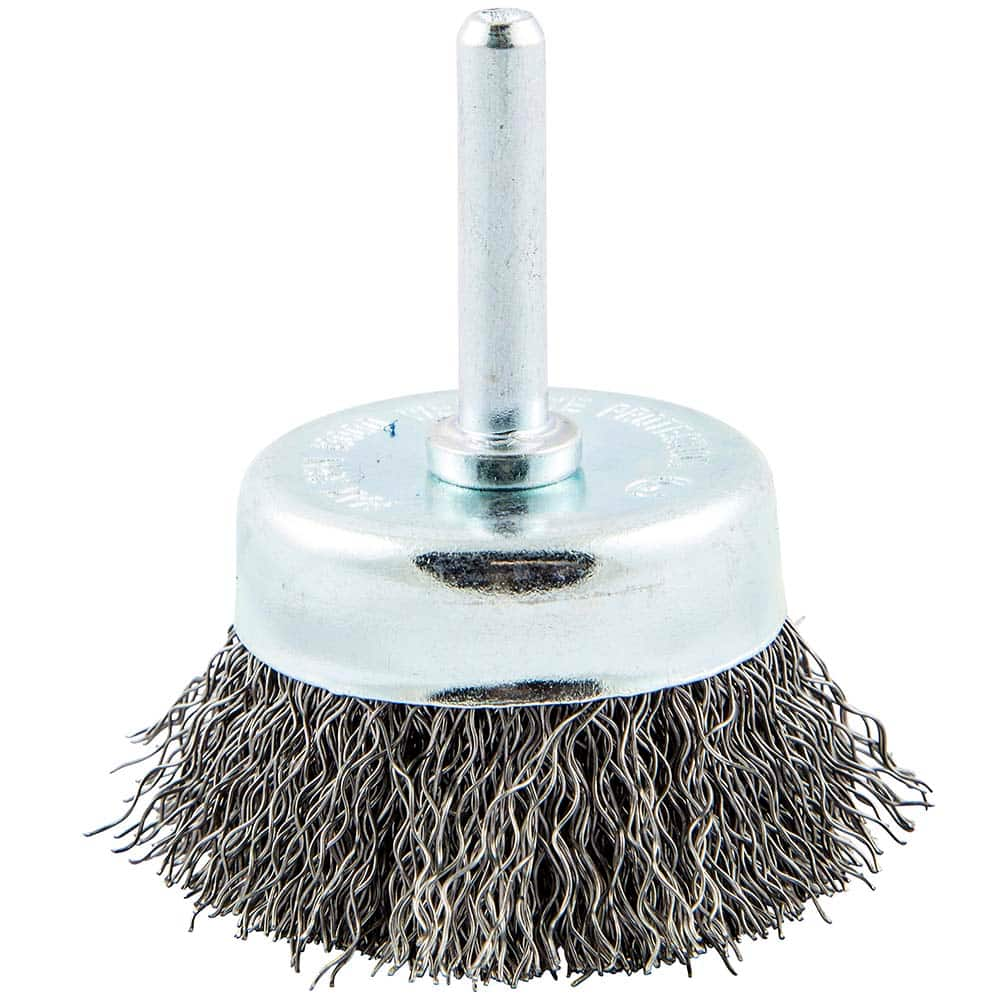 Norton - 1-3/4" Diam 1/4" Shank Carbon Steel Fill Cup Brush - USA Tool & Supply