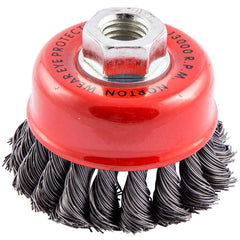 Norton - 3-1/2" Diam 5/8-11 Threaded Arbor Carbon Steel Fill Cup Brush - USA Tool & Supply