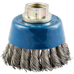 Norton - 2-3/4" Diam 5/8-11 Threaded Arbor Stainless Steel Fill Cup Brush - USA Tool & Supply