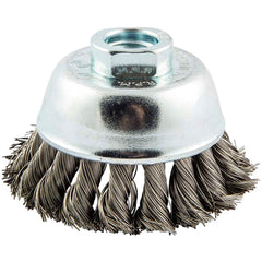 Norton - 2-3/4" Diam 5/8-11 Threaded Arbor Stainless Steel Fill Cup Brush - USA Tool & Supply