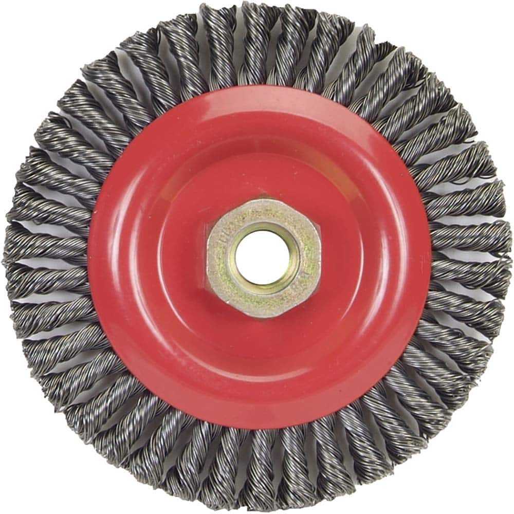 Norton - 5" OD, 5/8-11 Arbor Hole, Stringer Bead Carbon Wheel Brush - USA Tool & Supply