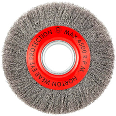 Norton - 8" OD, 2" Arbor Hole, Crimped Carbon Wheel Brush - USA Tool & Supply