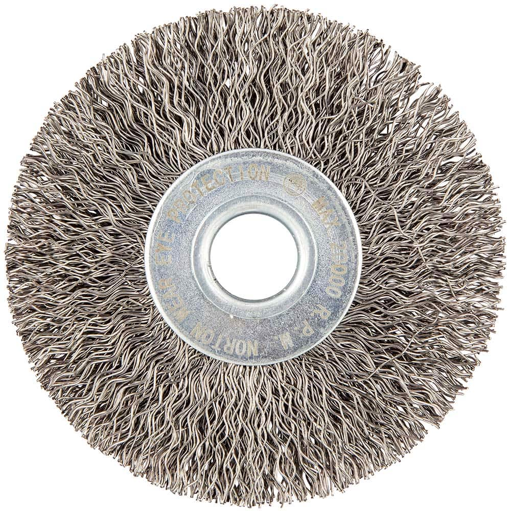 Norton - 3" OD, 1/2" Arbor Hole, Crimped Carbon Wheel Brush - USA Tool & Supply