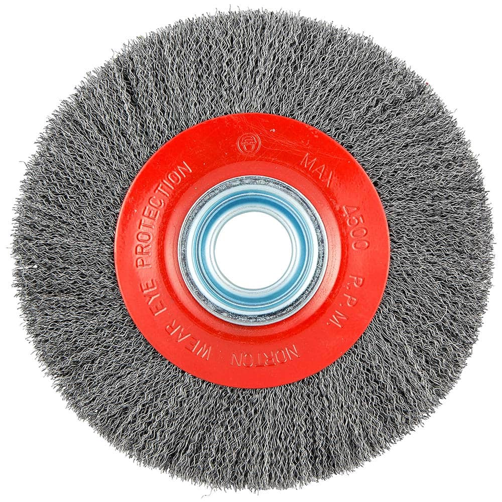 Norton - 8" OD, 1-1/4" Arbor Hole, Crimped Carbon Wheel Brush - USA Tool & Supply