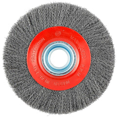 Norton - 8" OD, 1-1/4" Arbor Hole, Crimped Carbon Wheel Brush - USA Tool & Supply