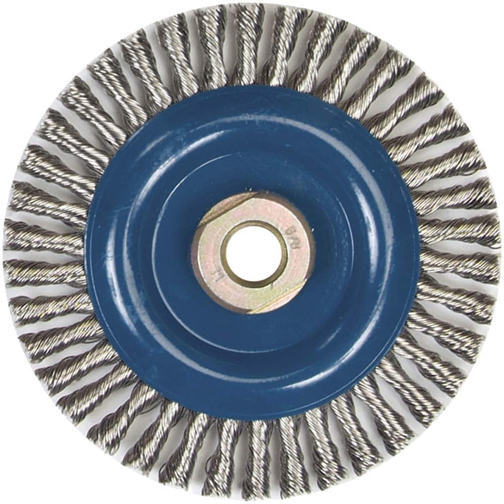 Norton - 5" OD, 5/8-11 Arbor Hole, Stringer Bead Stainless Steel Wheel Brush - USA Tool & Supply