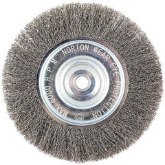 Norton - 8" OD, 5/8" Arbor Hole, Crimped Carbon Wheel Brush - USA Tool & Supply