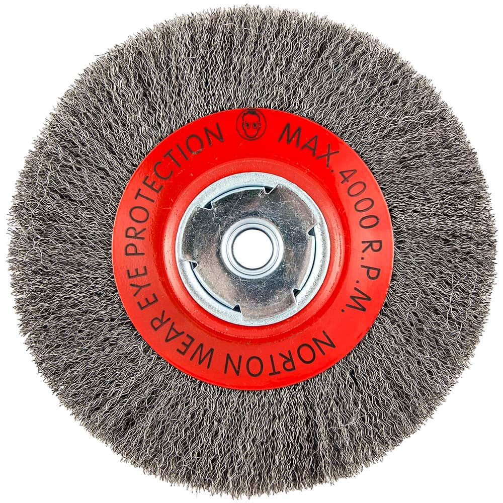 Norton - 8" OD, 5/8" Arbor Hole, Crimped Carbon Wheel Brush - USA Tool & Supply