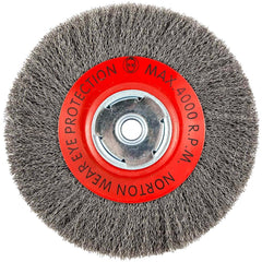 Norton - 8" OD, 5/8" Arbor Hole, Crimped Carbon Wheel Brush - USA Tool & Supply