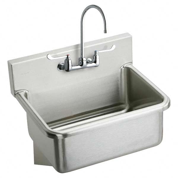 ELKAY - Stainless Steel Sinks Type: Hand Sink Wall Mount w/Manual Faucet Outside Length: 25 (Inch) - USA Tool & Supply