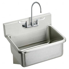 ELKAY - Stainless Steel Sinks Type: Hand Sink Wall Mount w/Manual Faucet Outside Length: 25 (Inch) - USA Tool & Supply