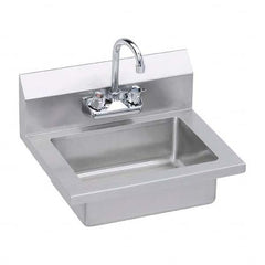 ELKAY - Stainless Steel Sinks Type: Hand Sink Wall Mount w/Manual Faucet Outside Length: 18 (Inch) - USA Tool & Supply