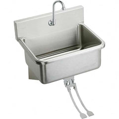 ELKAY - Stainless Steel Sinks Type: Hand Sink Wall Mount w/Double Knee Valve Outside Length: 25 (Inch) - USA Tool & Supply