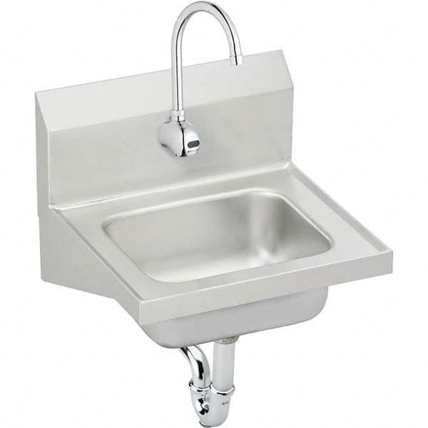 ELKAY - Stainless Steel Sinks Type: Hand Sink Wall Mount w/Electronic Faucet Outside Length: 16-3/4 (Inch) - USA Tool & Supply