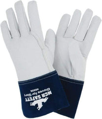 MCR Safety - Size L Kevlar Lined Goatskin Welding Glove - White/Blue, Pair - USA Tool & Supply