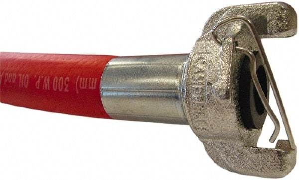 Continental ContiTech - 3/4" ID x 1.1" OD 50' Long Jackhammer Hose - Universal Style Coupling Ends, 200 Working psi, 180°, 3/4" Fitting, Red - USA Tool & Supply