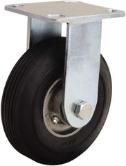 Hamilton - 6" Diam x 2" Wide, Rubber Rigid Caster - 300 Lb Capacity, Top Plate Mount, 4" x 4-1/2" Plate, Straight Roller Bearing - USA Tool & Supply