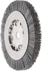 Weiler - 6" OD, 5/8" Arbor Hole, Crimped Nylon Wheel Brush - 5/8" Face Width, 7/8" Trim Length, 0.035" Filament Diam, 4,500 RPM - USA Tool & Supply