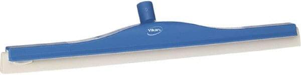 Vikan - 24" Foam Rubber Blade Floor Squeegee - Double Edge, Blue, Plastic Holder - USA Tool & Supply