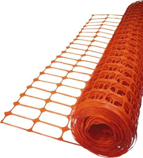 Tenax - 50' Long x 4' High, Orange Temporary Warning Barrier Fence - 3-1/2" x 1-1/2" Mesh - USA Tool & Supply