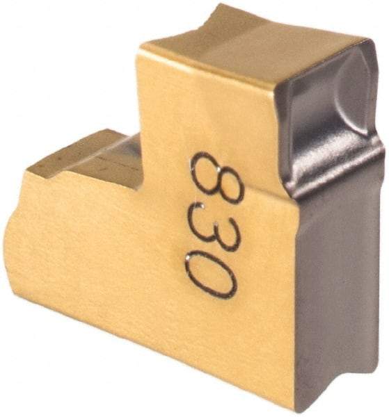 Iscar - TAG3 MF IC830 Grade, 0.1181" Cutting Width, Carbide Cutoff Insert - Neutral Lead Angle, 0.0079" Cnr Rad, TiN/TiAlN Coated, Single End - USA Tool & Supply