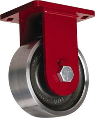 Hamilton - 6" Diam x 3" Wide x 8-1/2" OAH Top Plate Mount Rigid Caster - Forged Steel, 10,000 Lb Capacity, Tapered Roller Bearing, 6-1/2 x 7-1/2" Plate - USA Tool & Supply