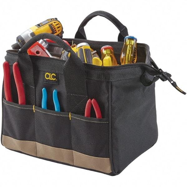 CLC - 14 Pocket Black & Khaki Polyester Tool Bag - 14" Wide x 8-1/2" Deep x 8" High - USA Tool & Supply