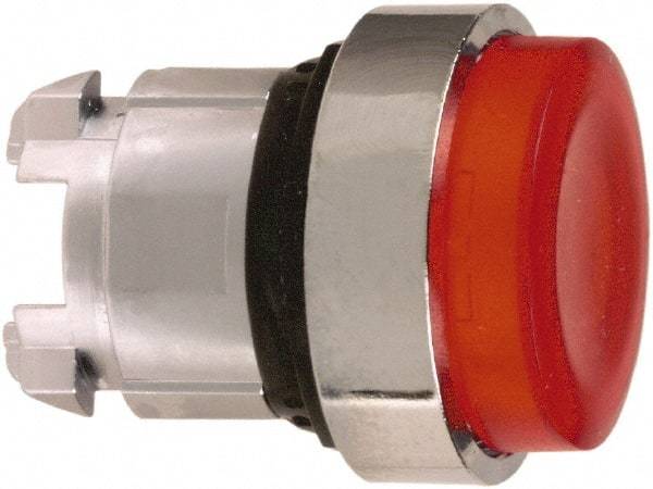 Schneider Electric - 22mm Mount Hole, Extended Straight, Pushbutton Switch Only - Round, Red Pushbutton, Illuminated, Maintained (MA) - USA Tool & Supply