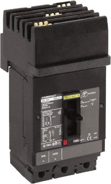 Square D - 80 Amp, 600 VAC, 3 Pole, Plug In Molded Case Circuit Breaker - Thermal Magnetic Trip, Multiple Breaking Capacity Ratings, 14-3/0 AWG - USA Tool & Supply