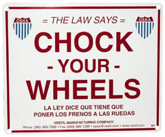 Vestil - "Chock Your Wheels", Aluminum Safety Sign - Use for Accident Prevention - USA Tool & Supply