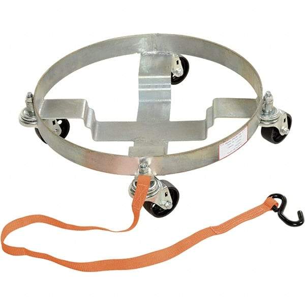 Vestil - 1,200 Lb Load Capacity, 30 Gal Drum Dolly - 2-1/2" High, 4 Wheels - USA Tool & Supply
