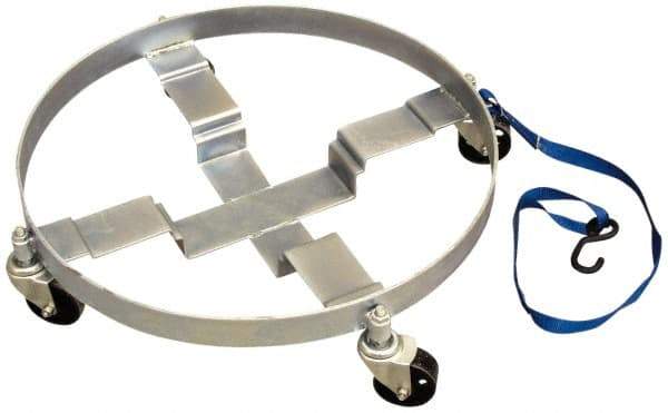 Vestil - 900 Lb Load Capacity, 55 Gal Drum Dolly - 2-1/4" High, 4 Wheels - USA Tool & Supply