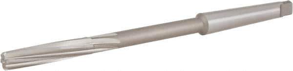 Hertel - 17/32" High Speed Steel 6 Flute Chucking Reamer - Spiral Flute, 1MT Morse Taper Shank, 2" Flute Length, 8" OAL - USA Tool & Supply