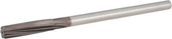 Hertel - 1/2" High Speed Steel 6 Flute Chucking Reamer - Spiral Flute, 0.4355" Straight Shank, 2" Flute Length, 8" OAL - USA Tool & Supply