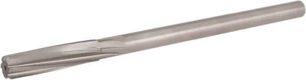 Hertel - 17/32" High Speed Steel 6 Flute Chucking Reamer - Spiral Flute, 0.4355" Straight Shank, 2" Flute Length, 8" OAL - USA Tool & Supply