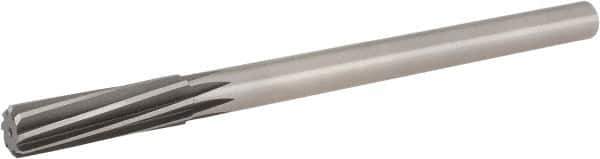 Hertel - 11/16" High Speed Steel 8 Flute Chucking Reamer - Spiral Flute, 9/16" Straight Shank, 2-1/4" Flute Length, 9" OAL - USA Tool & Supply