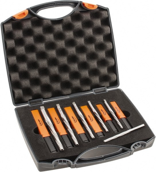 Hertel - #7/0 to #0 Pin, 0.0666 to 0.1638" Diam, 0.0497 to 0.1287" Small End, Straight Shank, Taper Pin Reamer Set - USA Tool & Supply