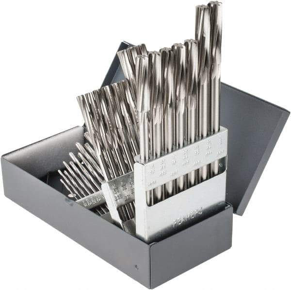 Hertel - 1/16" to 1/2", Chucking Reamer Set - Spiral Flute, Right Hand Cut, 29 Pieces - USA Tool & Supply