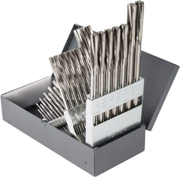 Hertel - 1/16" to 1/2", Chucking Reamer Set - Spiral Flute, Right Hand Cut, 29 Pieces - USA Tool & Supply