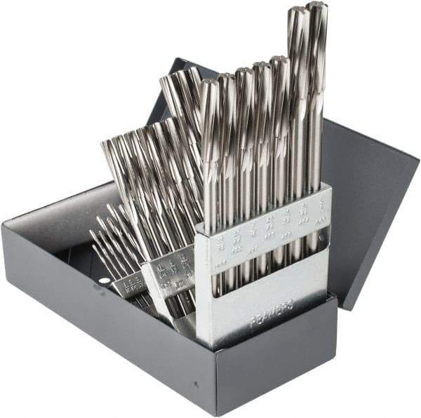 Hertel - 1/16" to 1/2", Chucking Reamer Set - Spiral Flute, Right Hand Cut, 29 Pieces - USA Tool & Supply