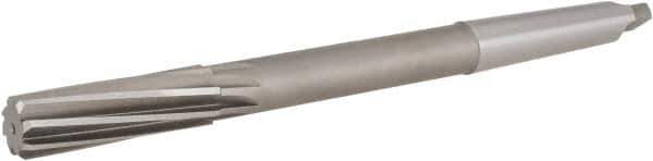 Hertel - 11/16" High Speed Steel 8 Flute Chucking Reamer - Spiral Flute, 2MT Morse Taper Shank, 2-1/4" Flute Length, 9" OAL - USA Tool & Supply
