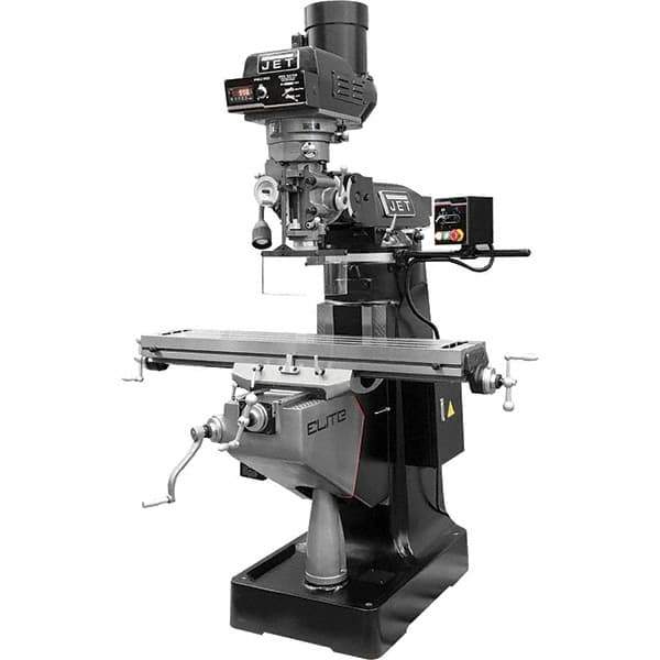 Jet - 9" Table Width x 49" Table Length, Electronic Variable Speed Control, 3 Phase Knee Milling Machine - R8 Spindle Taper, 3 hp - USA Tool & Supply