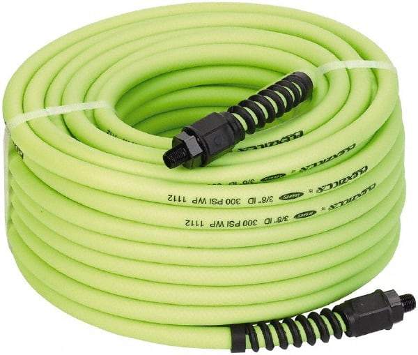 Legacy - 3/8" ID x 0.61" OD 100' Long Multipurpose Air Hose - MNPT x MNPT Ends, 300 Working psi, 150°, 1/4" Fitting, Green - USA Tool & Supply