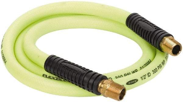 Legacy - 1/2" ID x 0.74" OD 6' Long Lead-In Whip Hose - FNPT x MNPT Swivel Ends, 300 Working psi, 140°, 1/2" Fitting, Green - USA Tool & Supply