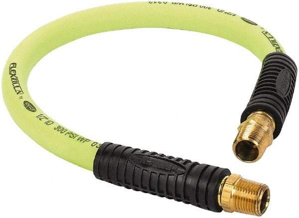 Legacy - 1/2" ID x 0.74" OD 2' Long Lead-In Whip Hose - FNPT x MNPT Swivel Ends, 300 Working psi, 140°, 1/2" Fitting, Green - USA Tool & Supply