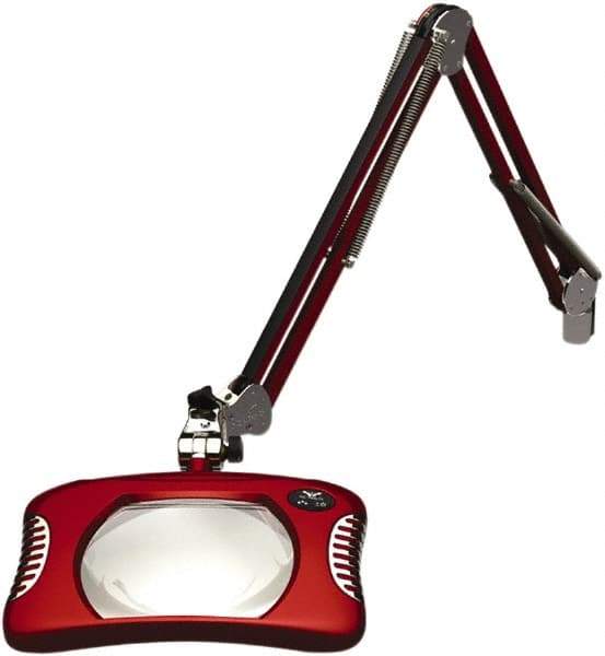 O.C. White - 43 Inch, Spring Suspension, Clamp on, LED, Blaze Red, Magnifying Task Light - 8 Watt, 7.5 and 15 Volt, 2x Magnification, 5-1/4 Inch Wide, 7 Inch Long - USA Tool & Supply