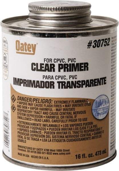 Oatey - 16 oz All Purpose Primer/Cleaner - Clear, Use with PVC - USA Tool & Supply