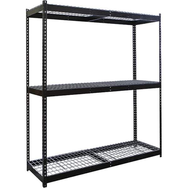 Hallowell - 3 Shelf Starter Wire Deck Open Steel Shelving - 1 Lb Capacity, 60" Wide x 84" High x 18" Deep, Black - USA Tool & Supply