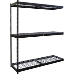 Hallowell - 3 Shelf Add-On Wire Deck Open Steel Shelving - 1 Lb Capacity, 60" Wide x 84" High x 30" Deep, Black - USA Tool & Supply